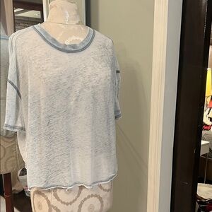Z Supply Light Blue Sheer Short Sleeve Top